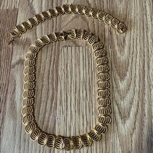 NAPIER PATENTED VINTAGE GOLD-TONE LINKED CHOKER 16" NECKLACE 7.5" BRACELET SET